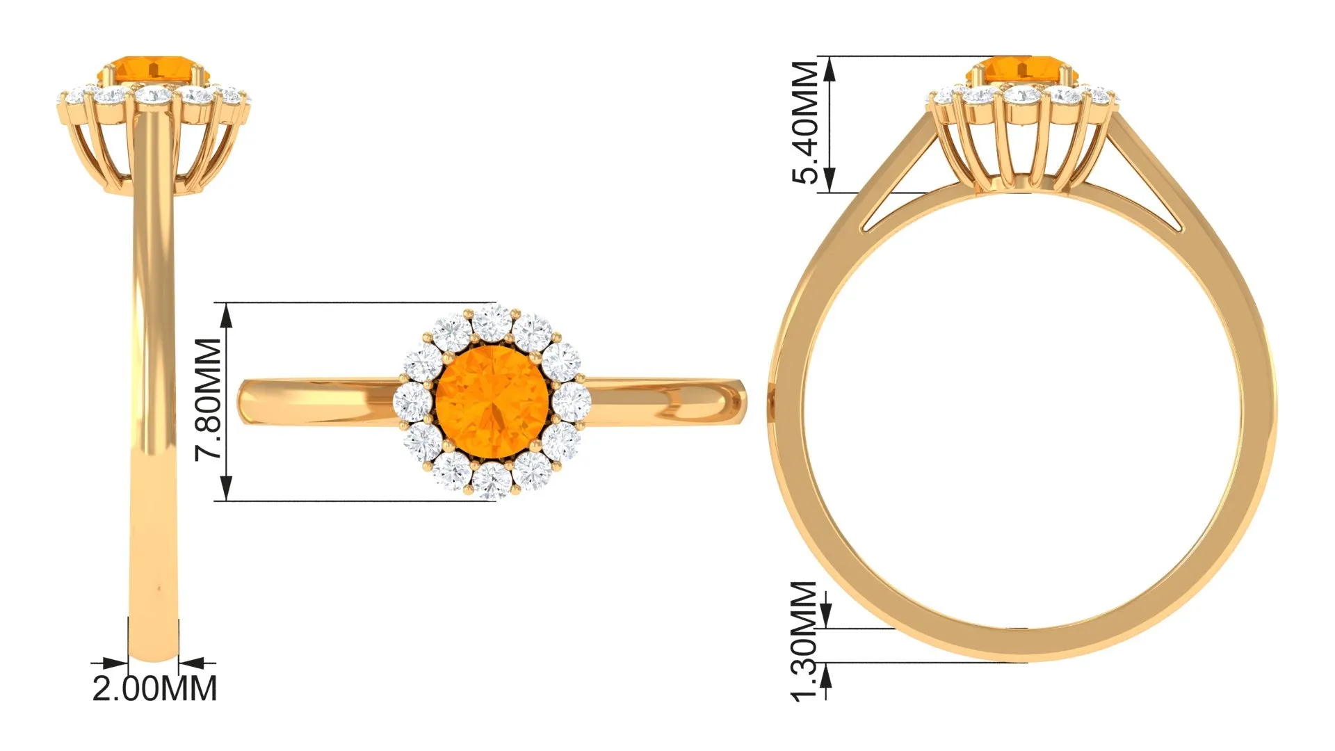 1 CT Fire Opal and Diamond Floating Halo Engagement Ring