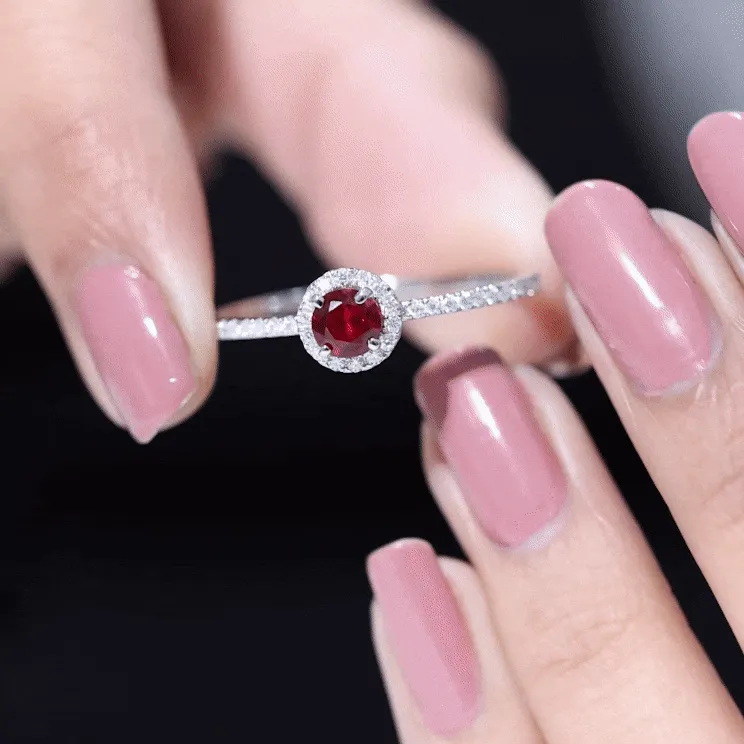 1 CT Minimal Created Ruby and Diamond Engagement Ring