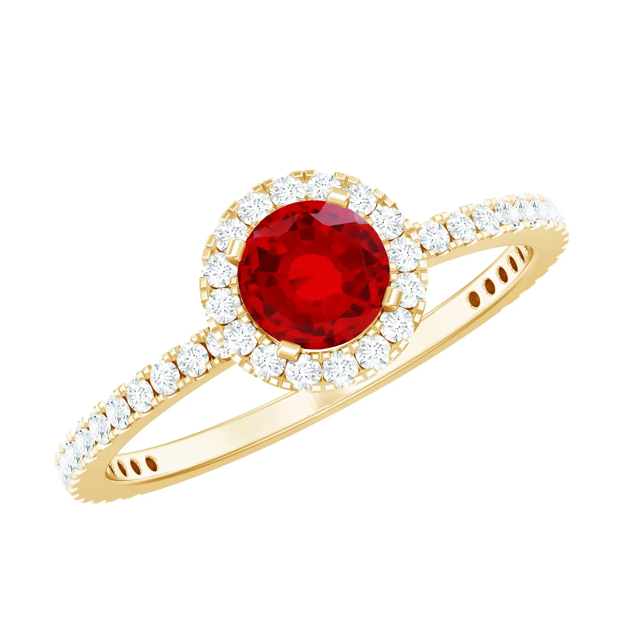 1 CT Minimal Created Ruby and Diamond Engagement Ring