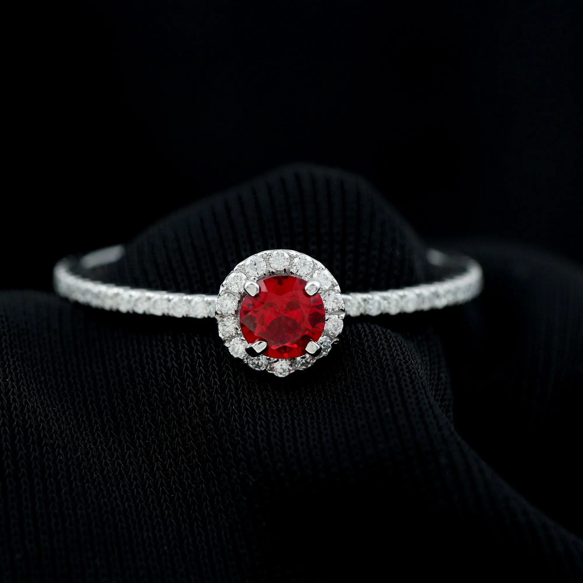 1 CT Minimal Created Ruby and Diamond Engagement Ring