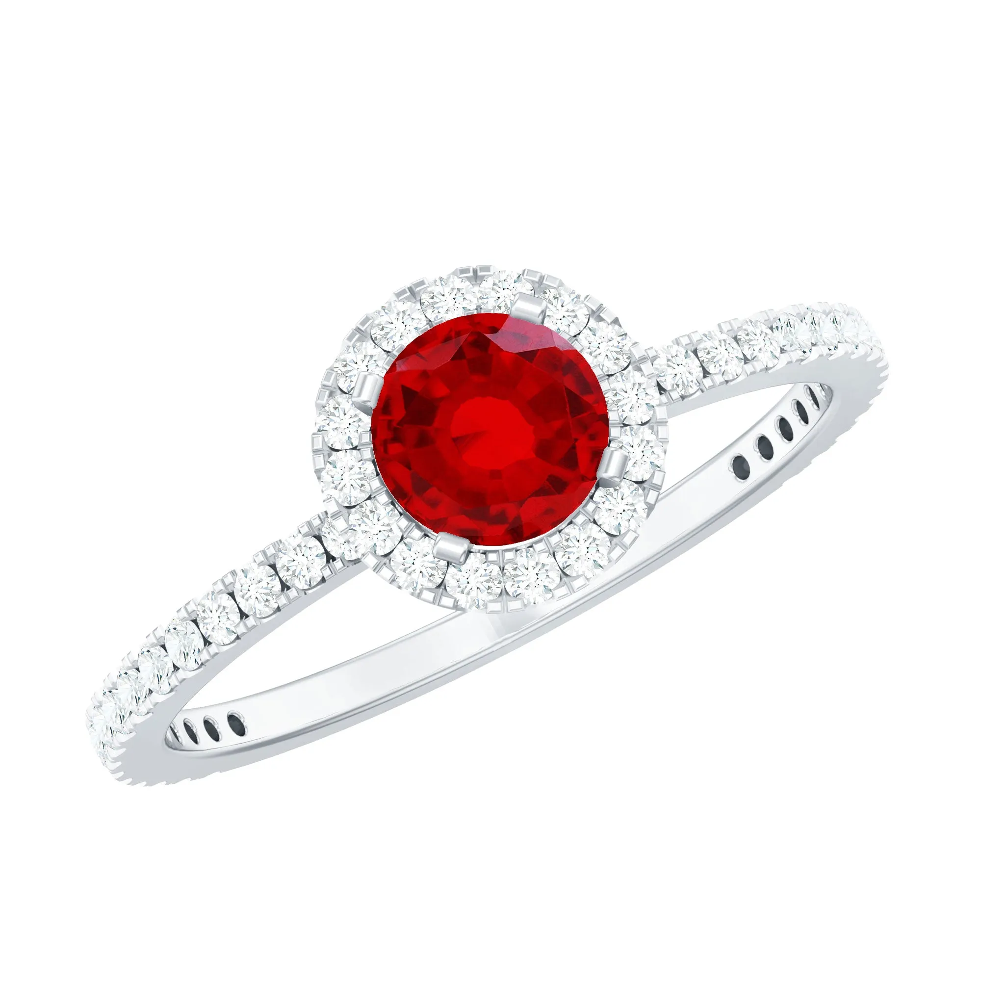 1 CT Minimal Created Ruby and Diamond Engagement Ring