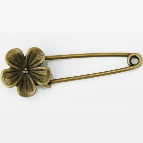 10 Antique Bronze Vintage Flower Brooch Safety Pins brooch pin for Garment Accessories 20x50mm