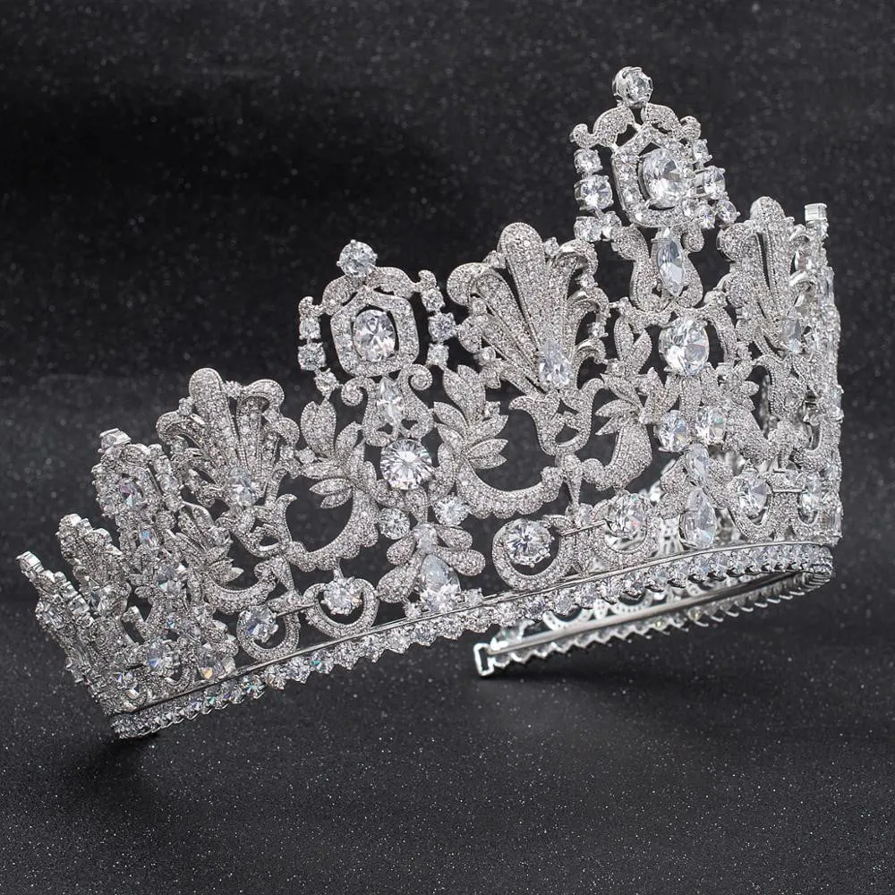 10.5CM Cubic Zirconia Luxembourg Replica Tiara for Wedding,Queens Tiaras HG026