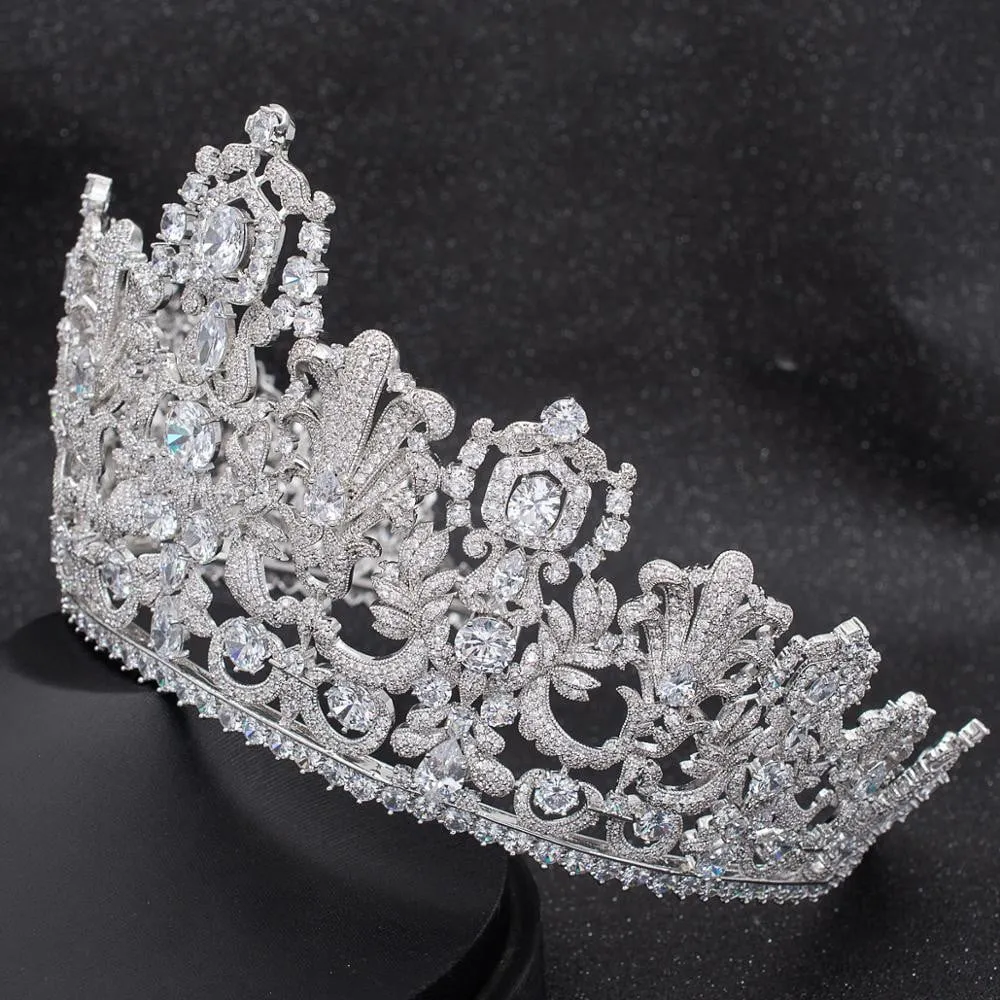 10.5CM Cubic Zirconia Luxembourg Replica Tiara for Wedding,Queens Tiaras HG026