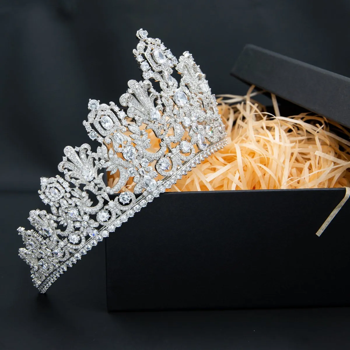 10.5CM Cubic Zirconia Luxembourg Replica Tiara for Wedding,Queens Tiaras HG026