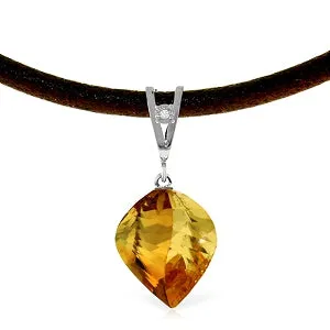 11.76 Carat 14K Solid White Gold Savoire Vivre Citrine Necklace