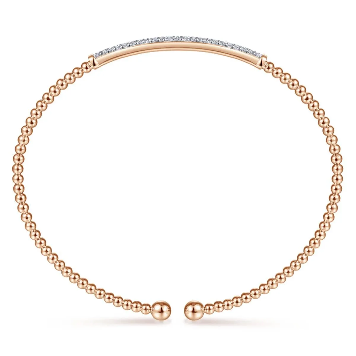 14K Rose Gold Bujukan Split Cuff Bracelet with Diamond Pavé Bar - BG4262-62K45JJ