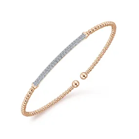 14K Rose Gold Bujukan Split Cuff Bracelet with Diamond Pavé Bar - BG4262-62K45JJ