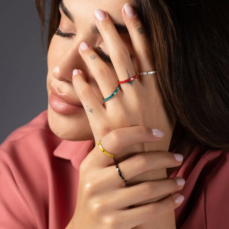 14K Solid Gold L' amour Ring with Enamel