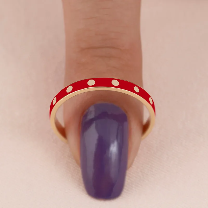 14K Solid Gold L' amour Ring with Enamel