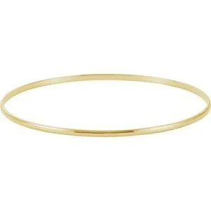 14K White 2 mm Half Round Bangle 7 1/2" Bracelet