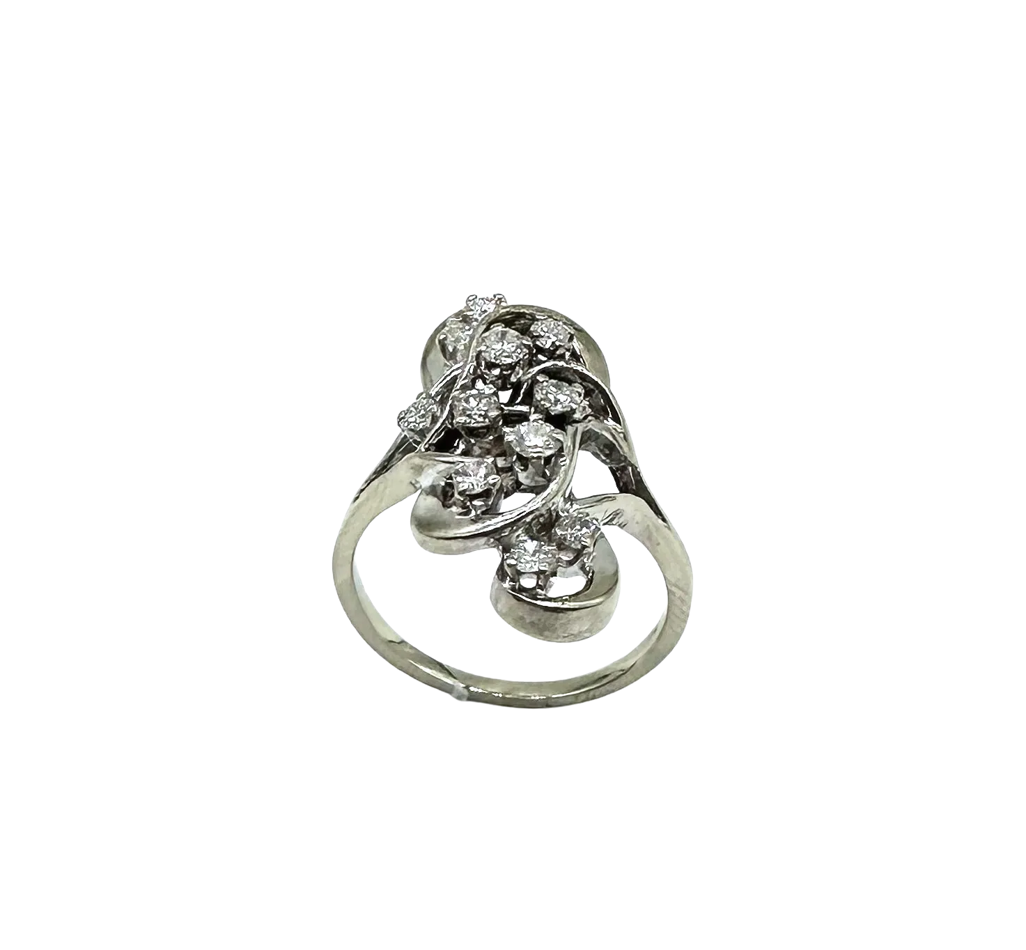 14k White Gold 1 ctw Diamond Freeform Cutout Ring