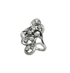 14k White Gold 1 ctw Diamond Freeform Cutout Ring