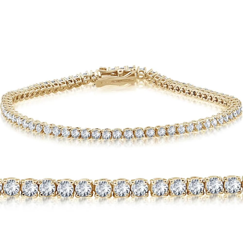 14k White or Yellow Gold Round-Cut Diamond Tennis Bracelet 2cttw 7" Women's