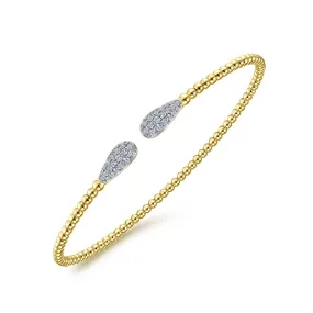 14K Yellow Gold Bujukan Cuff Bracelet with Diamond Pavé Teardrops  - BG4230-62Y45JJ