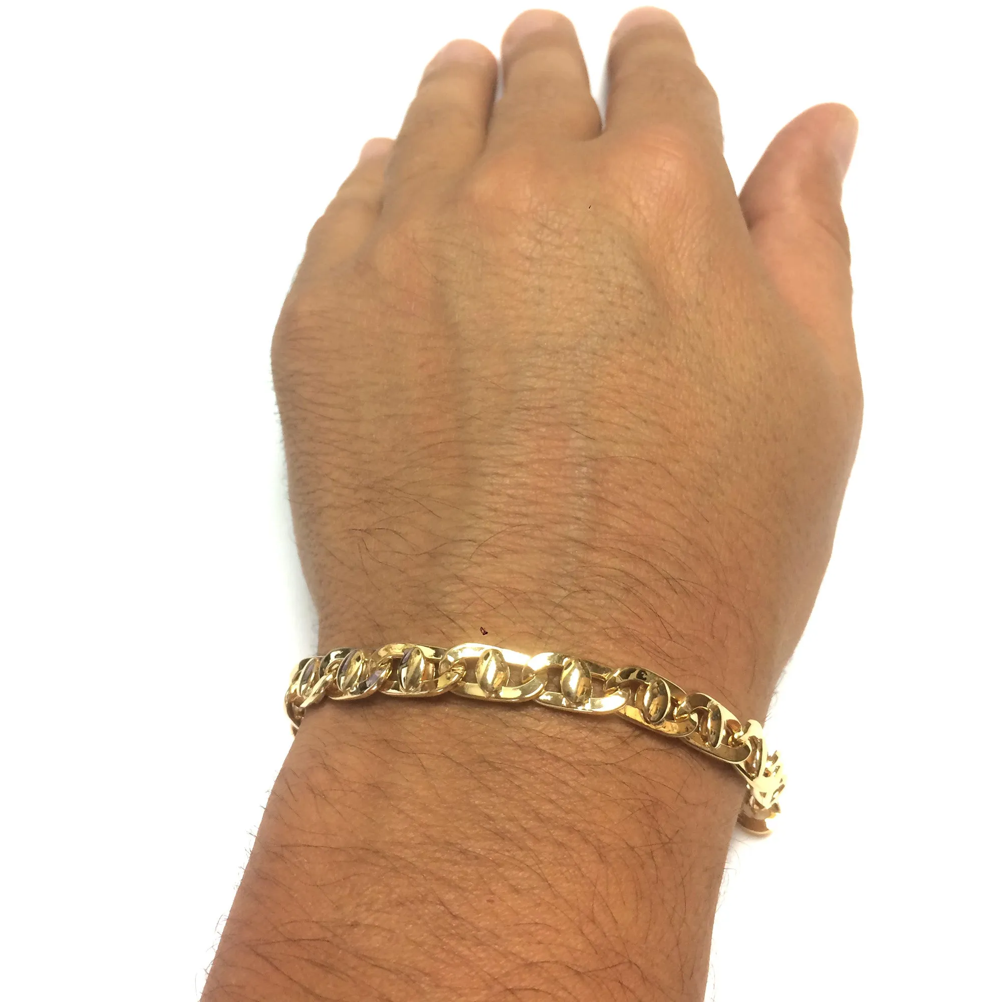 14k Yellow Gold Mariner Link Mens Bracelet, 8.5"