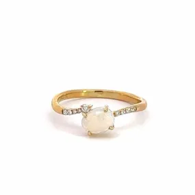 14k Yellow Gold Opal Diamond Engagement Ring