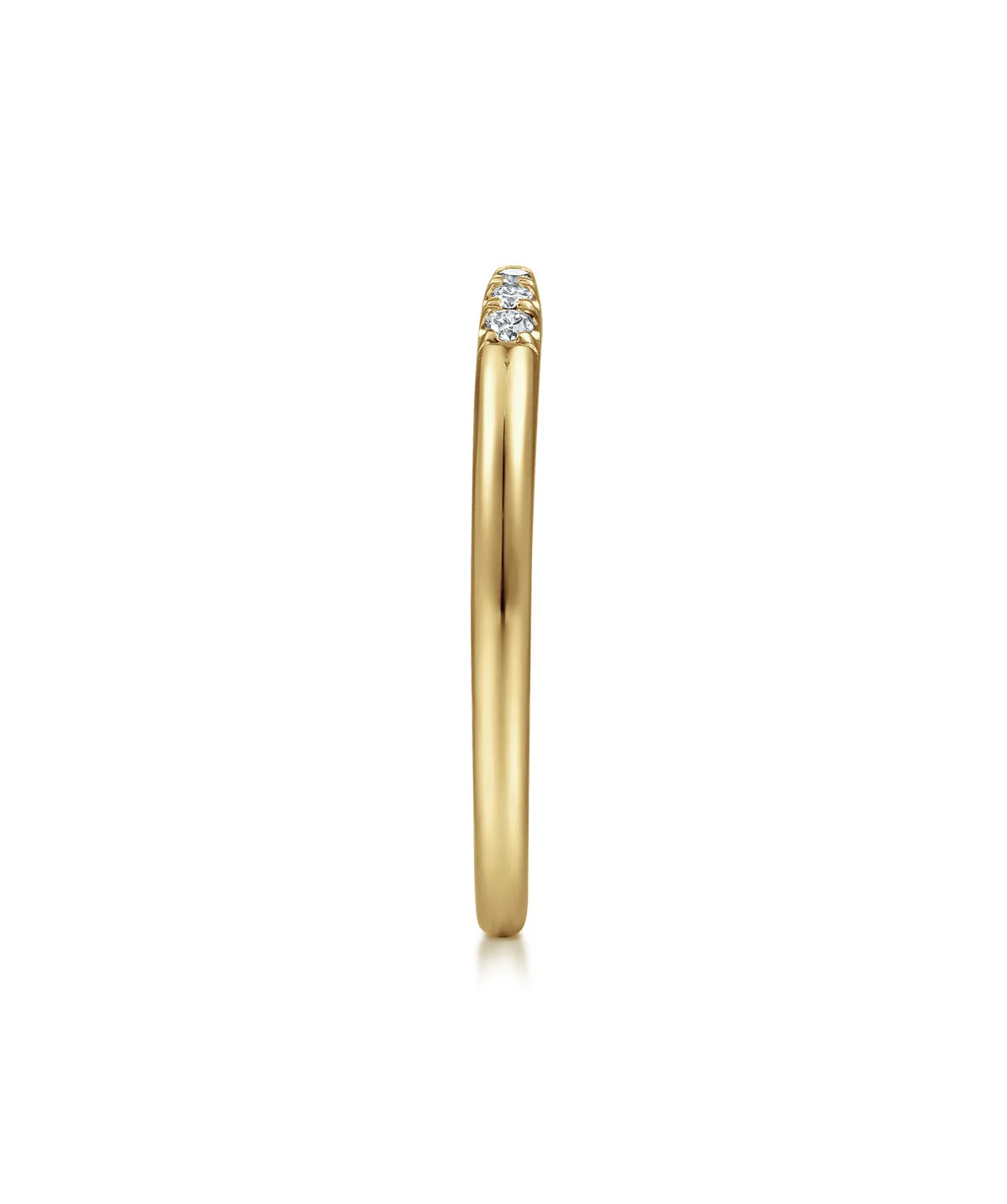 14K Yellow Gold Open Diamond Tipped Stackable Ring