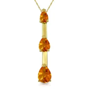 1.71 Carat 14K Solid Yellow Gold Engulfing Flames Citrine Necklace