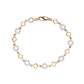 18K Rose Gold & CZ Geometric Link Bracelet (5.8gm)