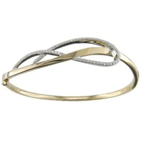 18K Two-Tone Gold Diamond Crossover Bangle