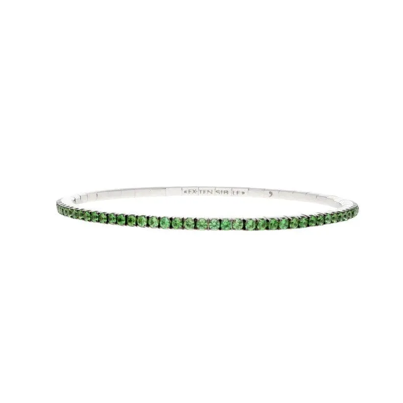 18K White Gold Green Tsavorite Stretch Tennis Bracelet