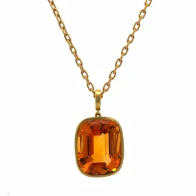 18K Yellow Gold Citrine Pendant Necklace