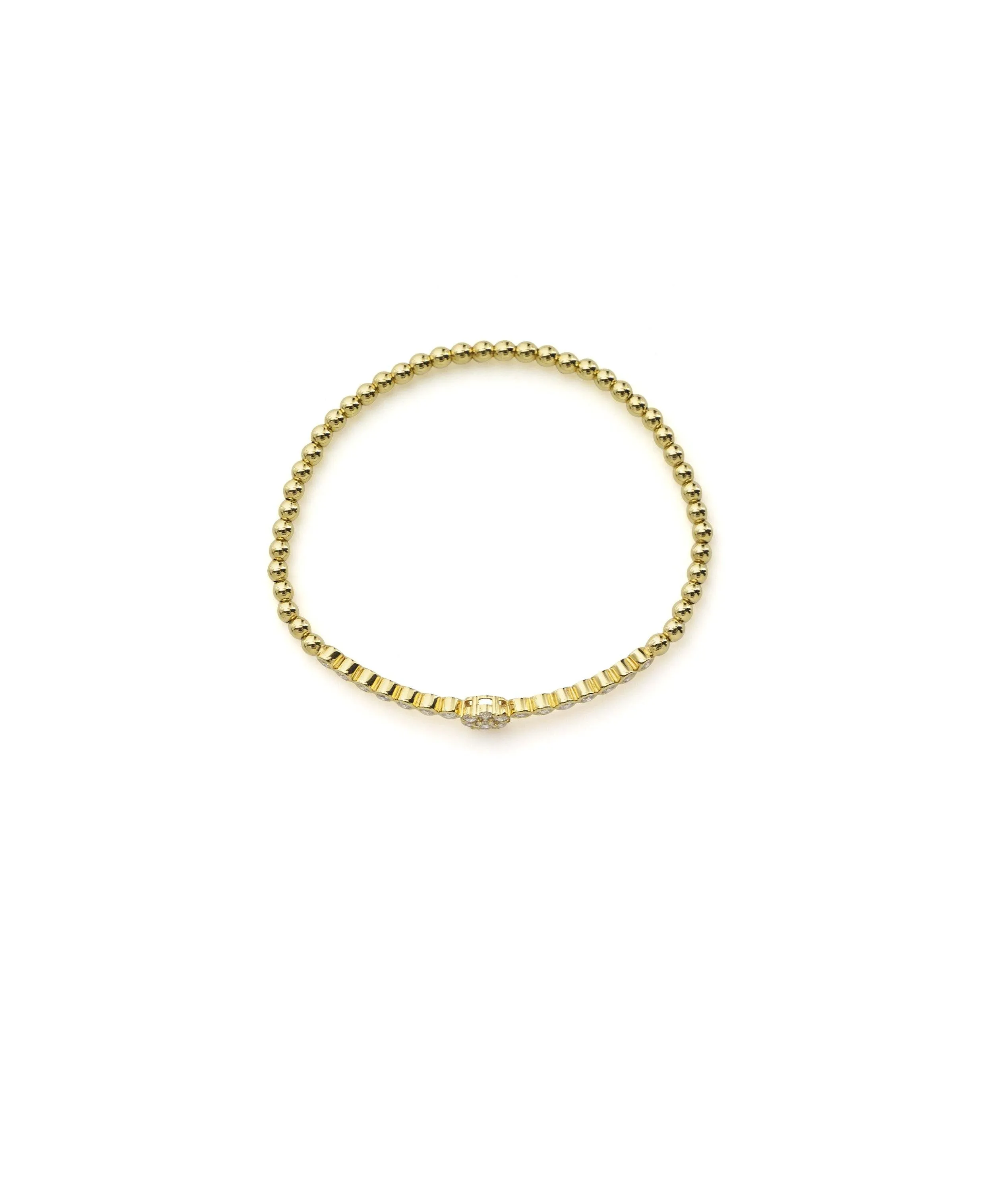 18K Yellow Gold Diamond Bangle W/ 0.76ct Diamonds