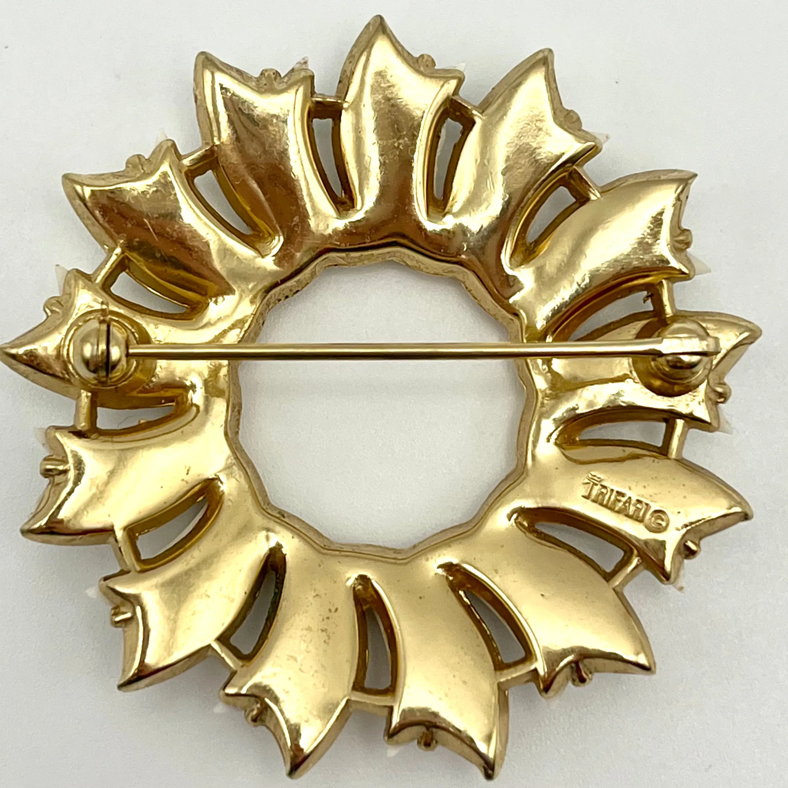 1960s Crown Trifari White Thermoset Brooch