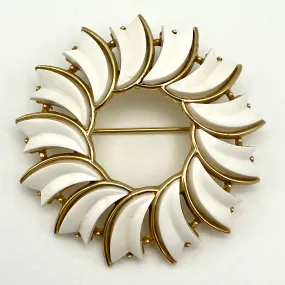 1960s Crown Trifari White Thermoset Brooch