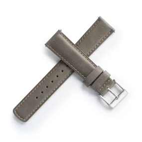 20mm 22mm Quick Release Padded Leather Watch Strap - Gray