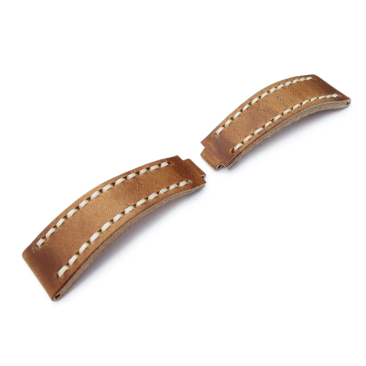 20mm MiLTAT RX Collection 'X' Watch Strap, Matte Brown Pull Up Leather, Beige St. Tailor-made for RX SUB & EXP