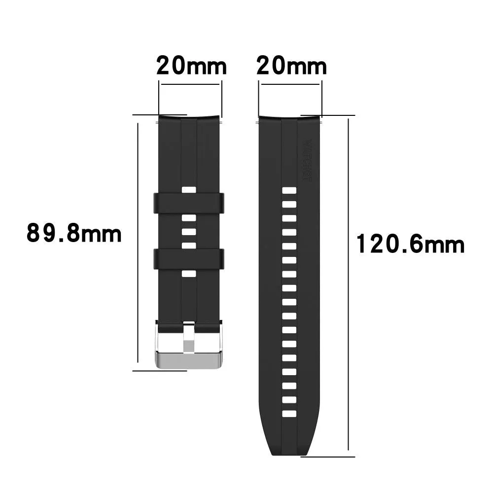 20mm Universal adjustable silicone watch strap - Silver Steel Buckle / Light Pink