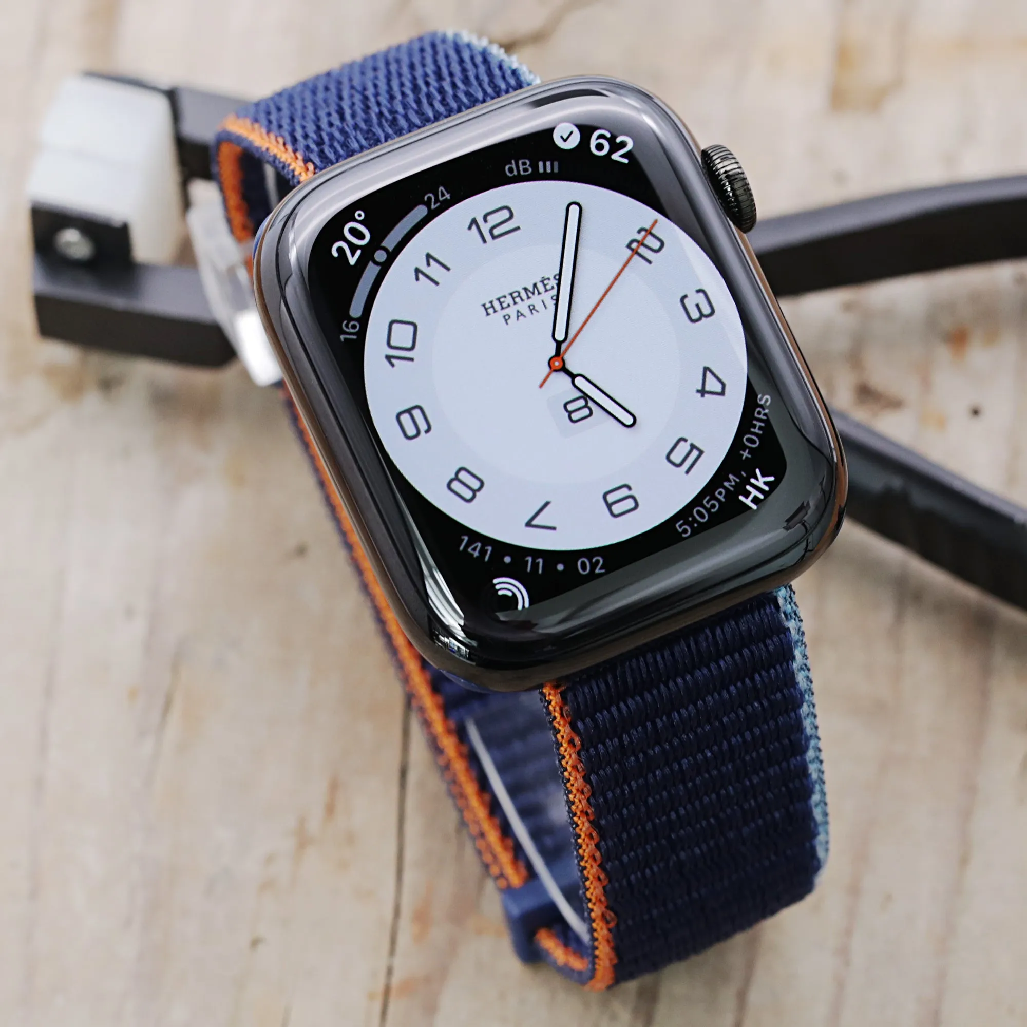 22mm Navy Blue Hook & Loop Durable Nylon Watch Band compatible with Apple Watch 44mm / 45mm models