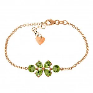 3.15 Carat 14K Solid Rose Gold Bracelet Natural Peridot