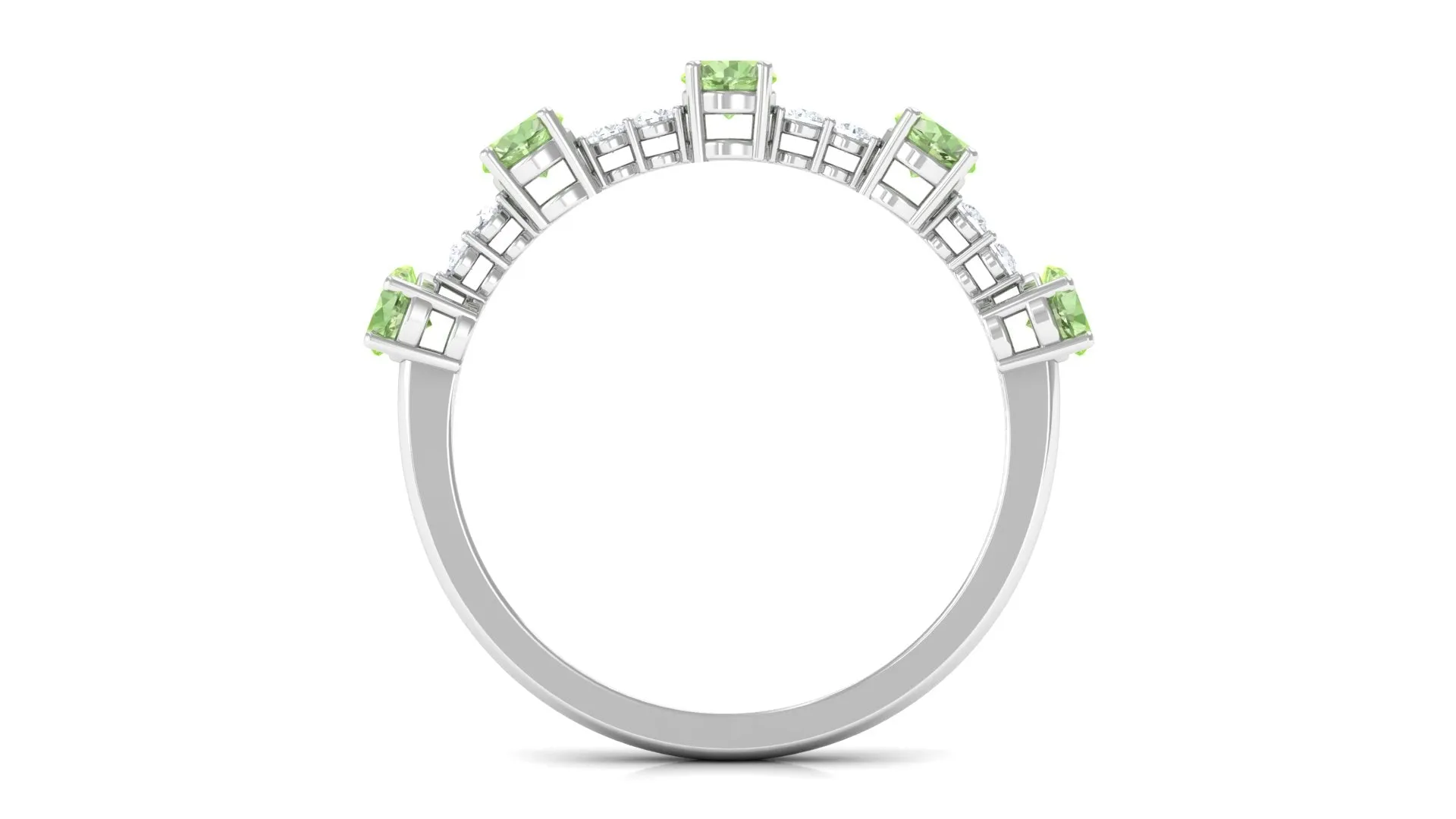 3/4 CT Green Sapphire and Diamond Minimal Stackable Ring