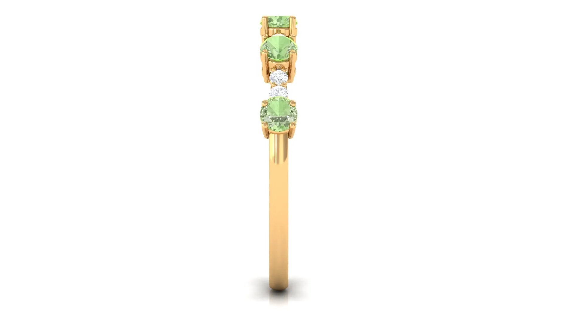 3/4 CT Green Sapphire and Diamond Minimal Stackable Ring