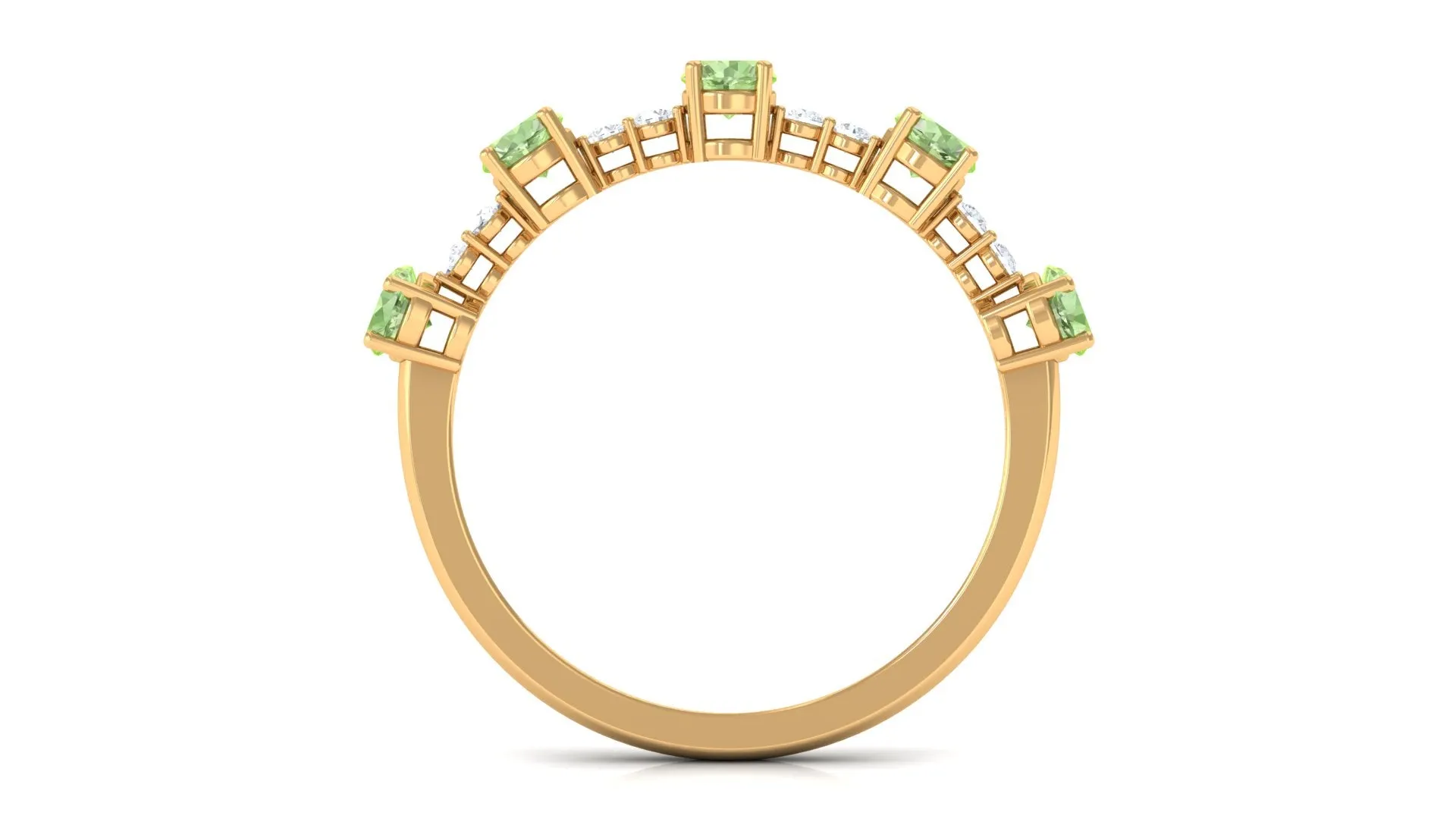 3/4 CT Green Sapphire and Diamond Minimal Stackable Ring