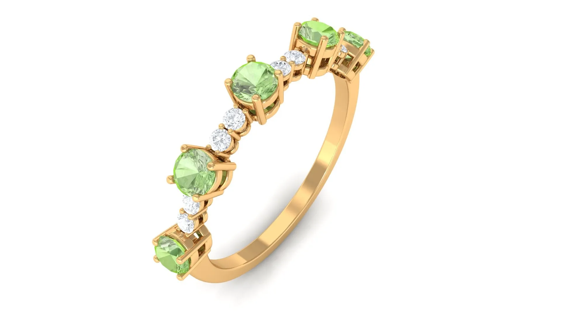 3/4 CT Green Sapphire and Diamond Minimal Stackable Ring