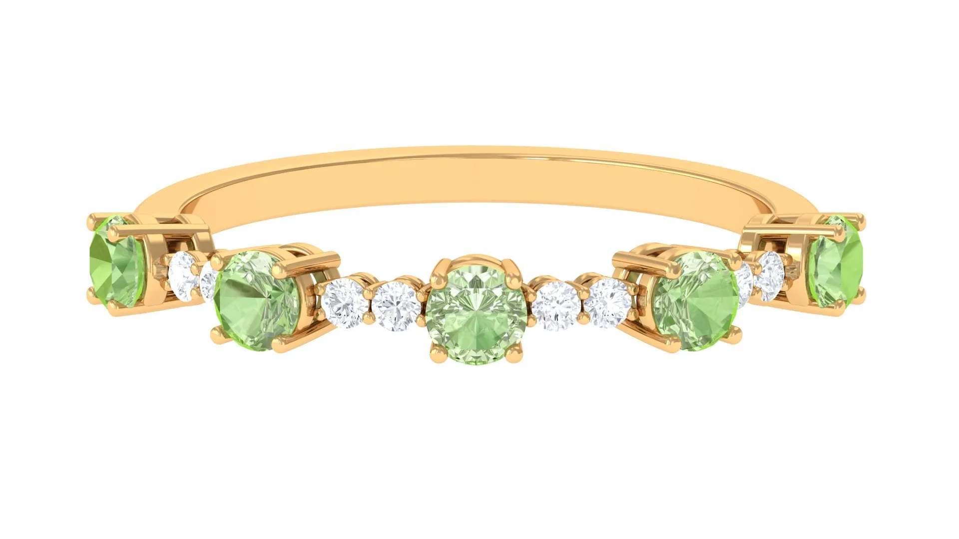 3/4 CT Green Sapphire and Diamond Minimal Stackable Ring