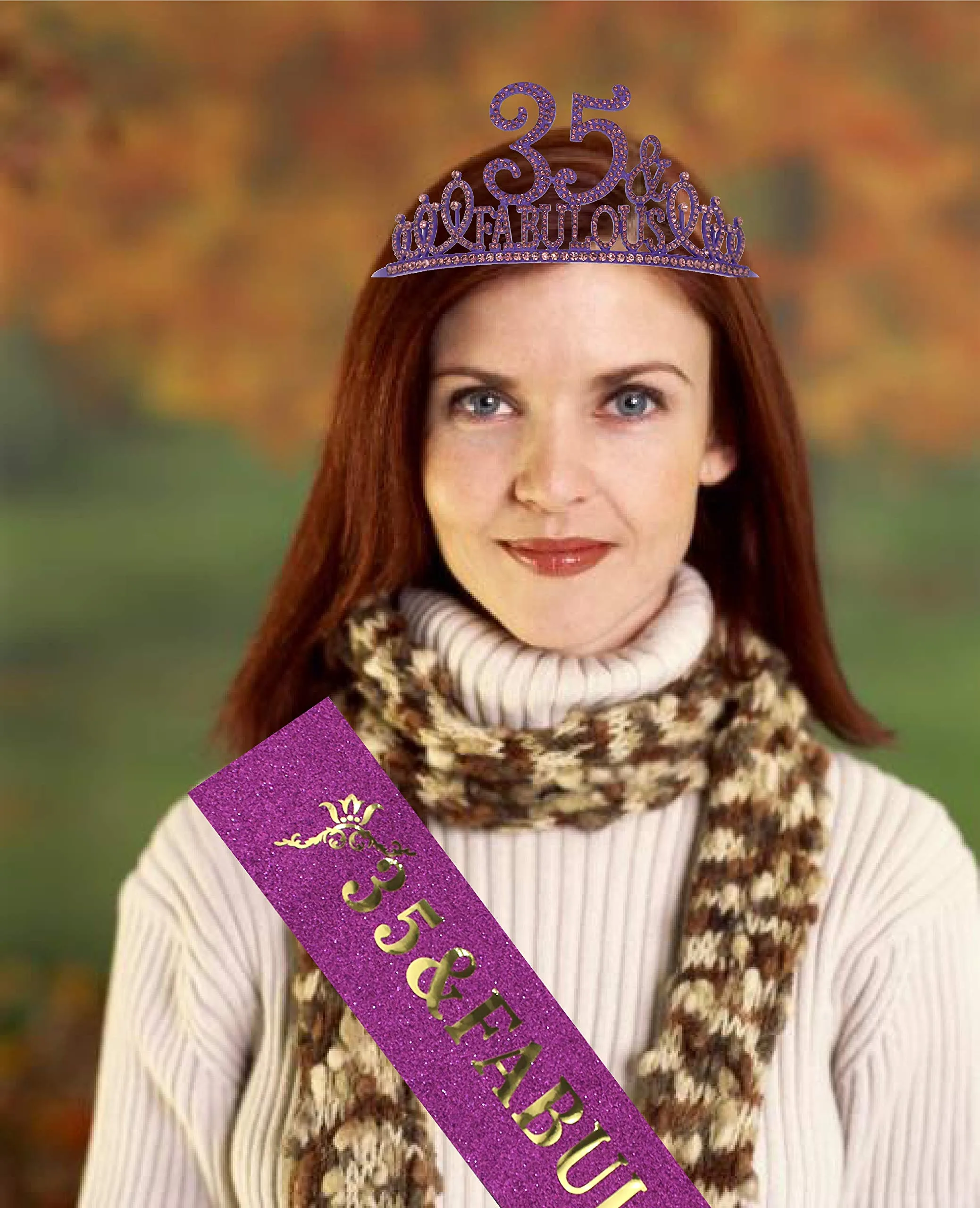 35th Birthday Gifts for Women, 35th Birthday Crown and Sash for Women, 35th Birthday