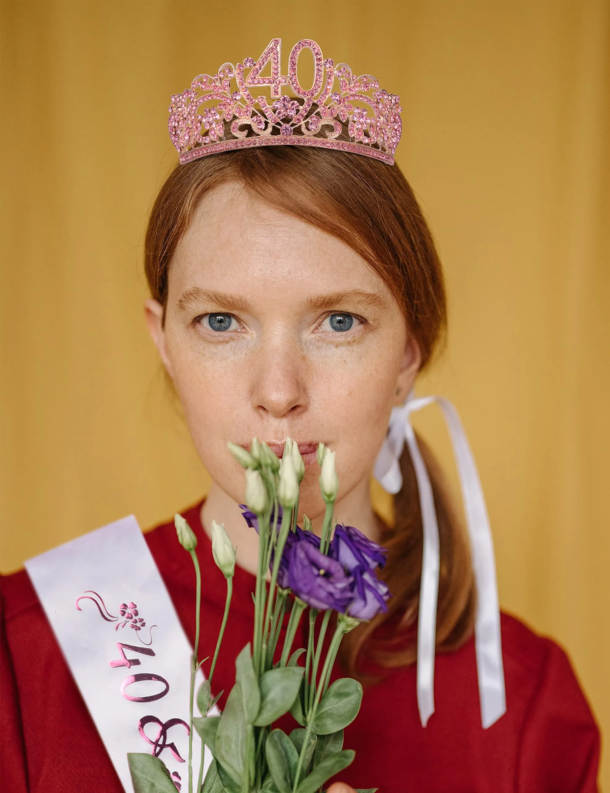 40th Birthday Gifts for Women, 40th Birthday Tiara and Sash pink, HAPPY 40th Birthday