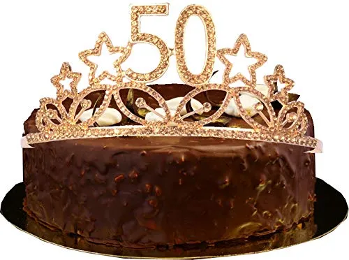 50th Birthday Gifts for Woman,50th Birthday Tiara and Sash,50 Bday Decorations for Women