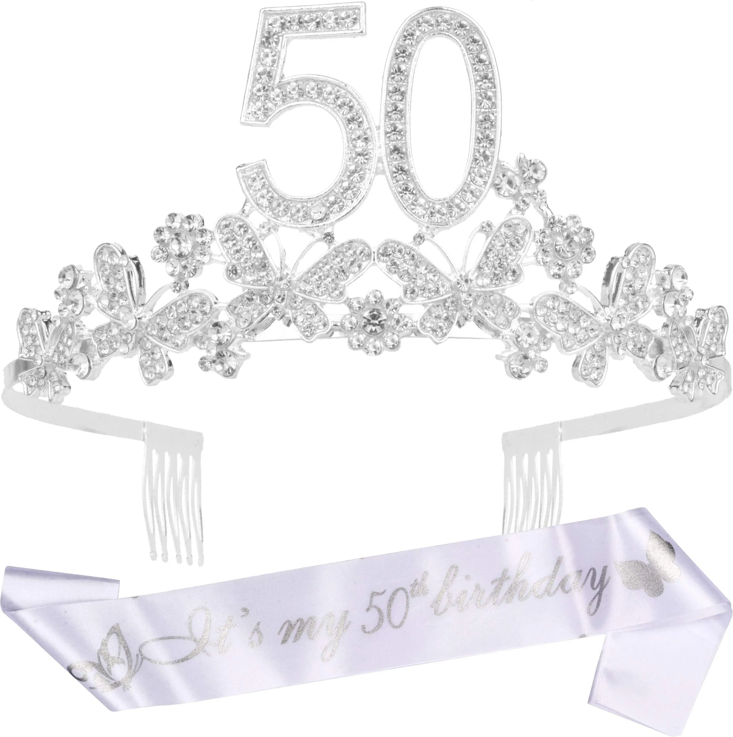 50th Birthday Gifts for Women, 50th Birthday Tiara and Sash, Its My 50th Birthday Sash