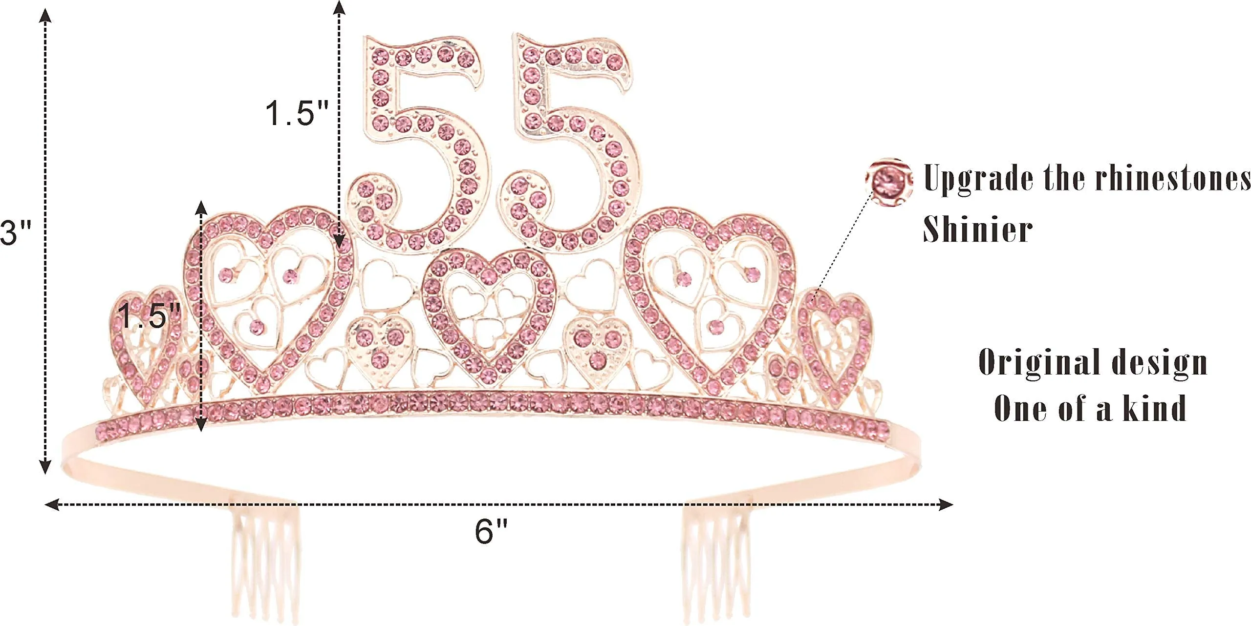 55th Birthday Gifts for Women, 55th Birthday Crown and Sash for Women, 55th Birthday