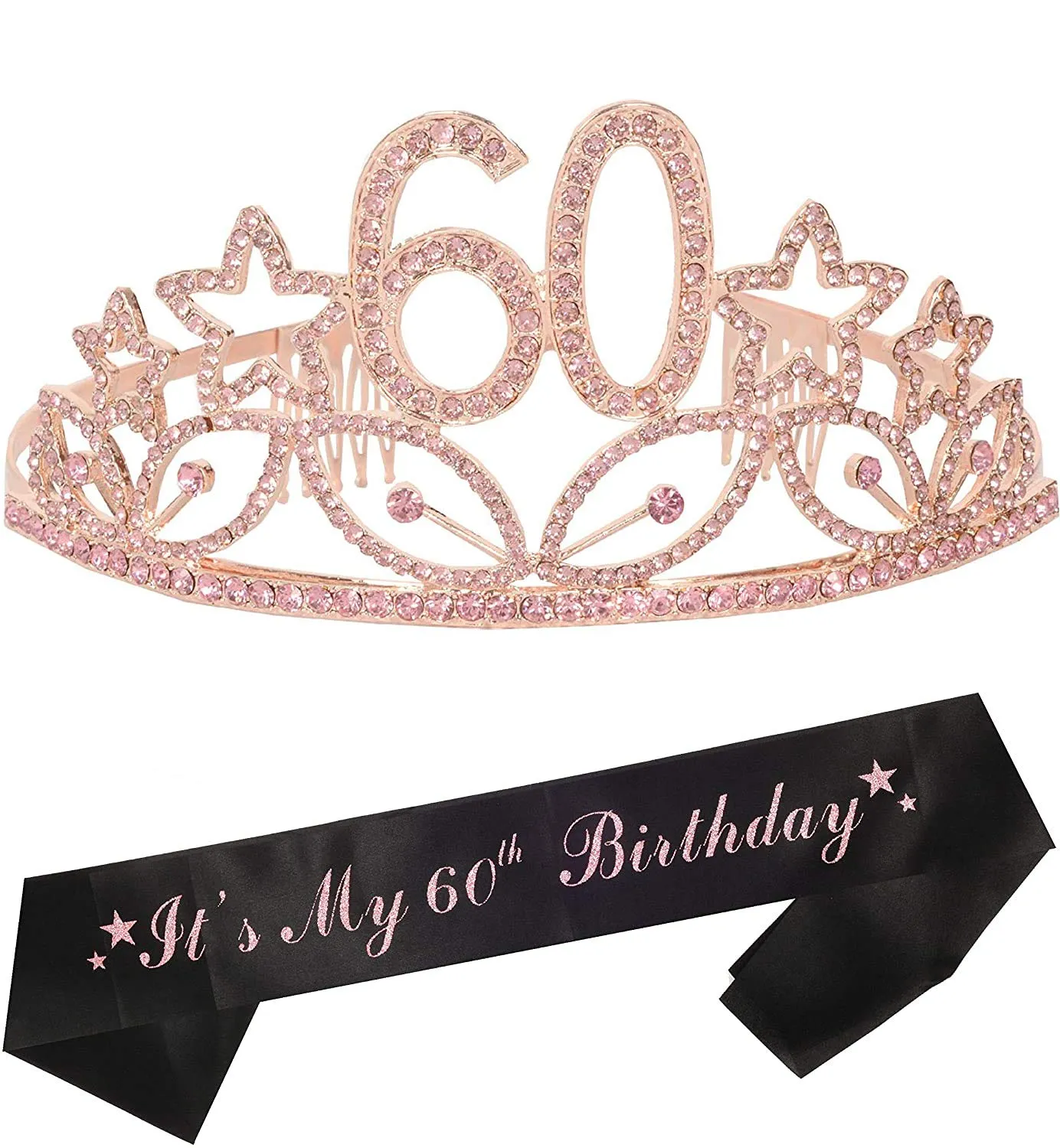 60th Birthday Gifts for Women, 60th Birthday Tiara and Sash, Happy 60th Birthday Party