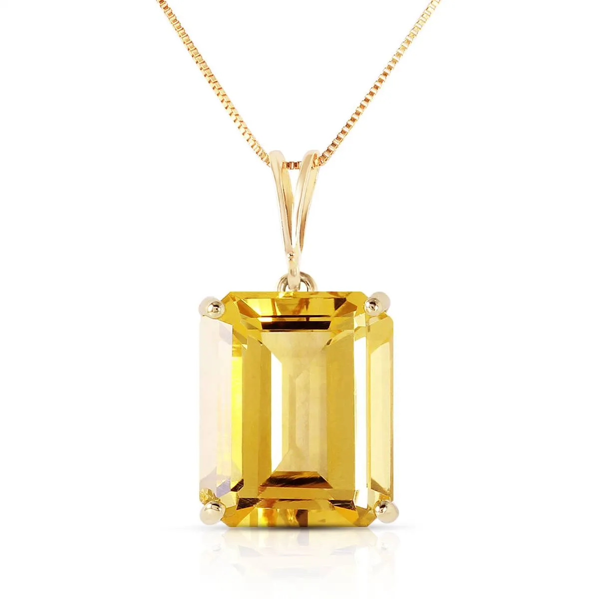 6.5 Carat 14K Solid Yellow Gold Necklace Octagon Citrine