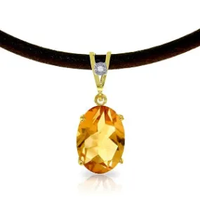 7.56 Carat 14K Solid Yellow Gold Gratitude Citrine Diamond Necklace