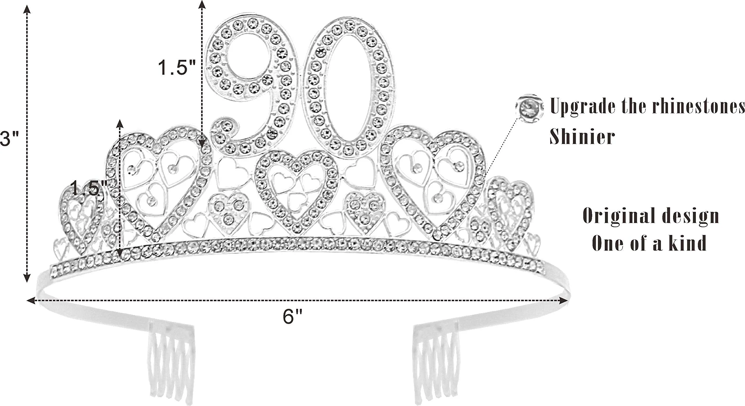 90th Birthday Gifts for Women,90th Birthday Tiara, 90th Birthday Decorations,90th Crown