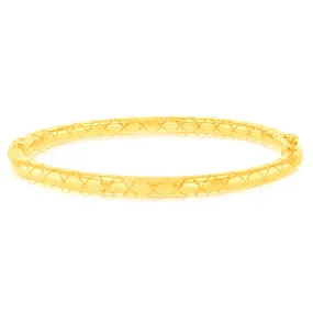 9ct Yellow Gold Patterned Hinged Round Bangle